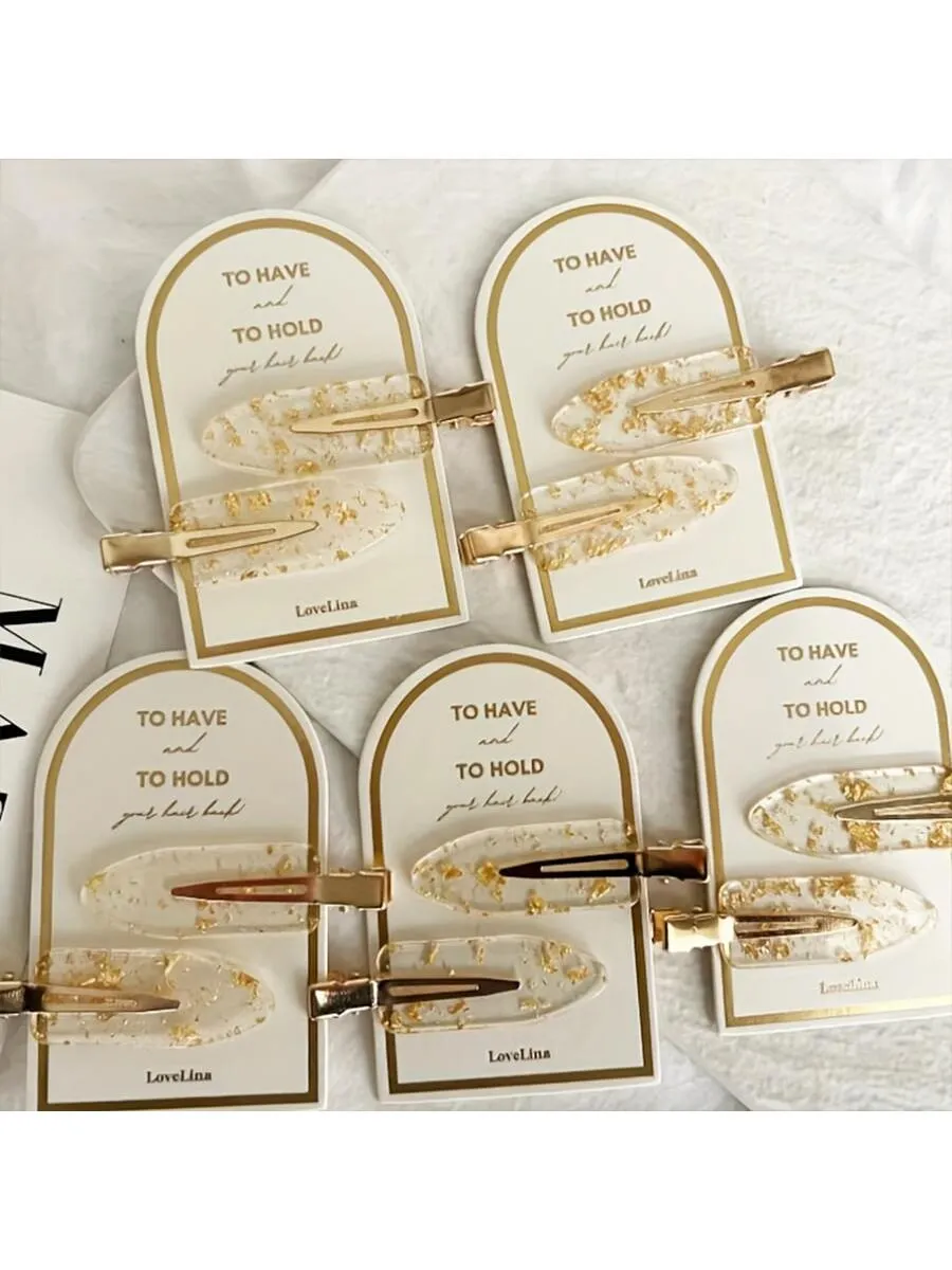 2pcs Women Gorgeous Golden Glitter Hair Clips for Women Barrette Styling Hair