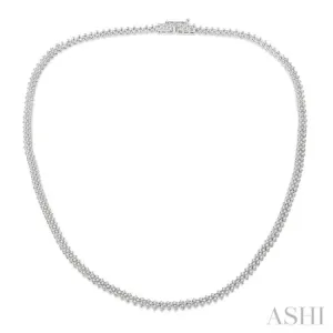 3 ctw Triangular Link Round Cut Diamond Necklace in 14K White Gold
