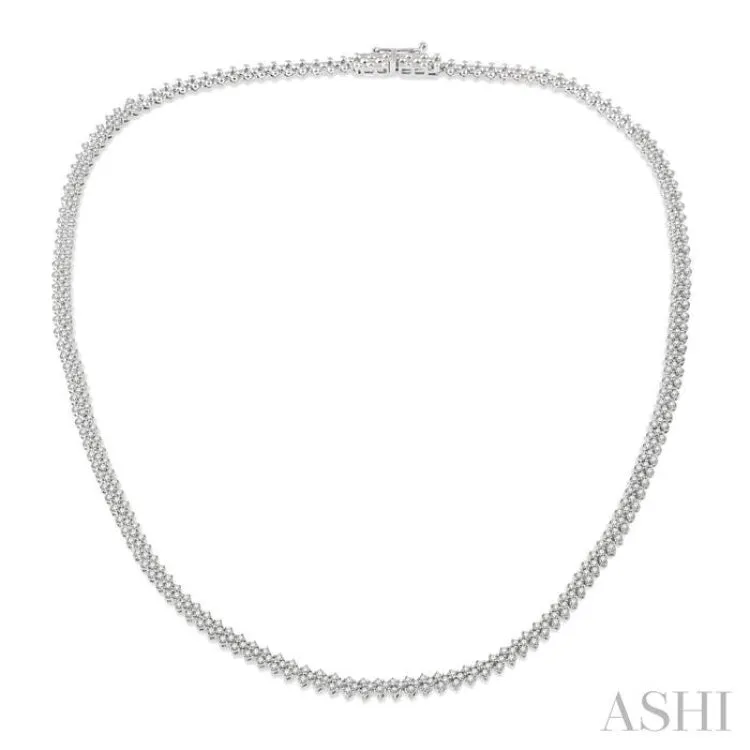3 ctw Triangular Link Round Cut Diamond Necklace in 14K White Gold