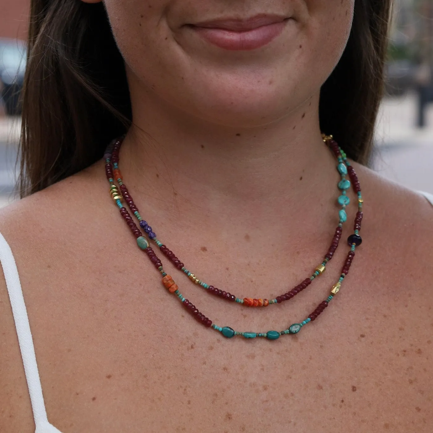 35 inch Ruby Circus Train  Necklace