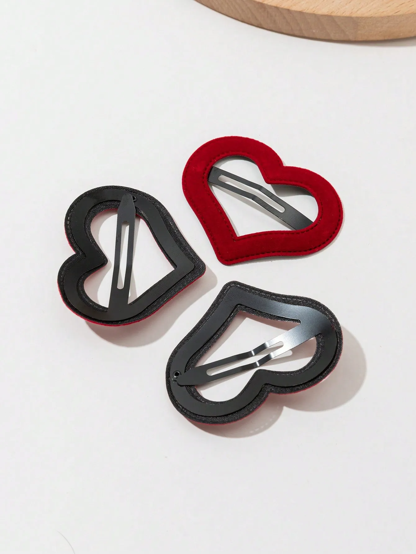 3pcs/Set Red Heart Shaped Hair Clips for Women Barrette Styling Hair Accessories