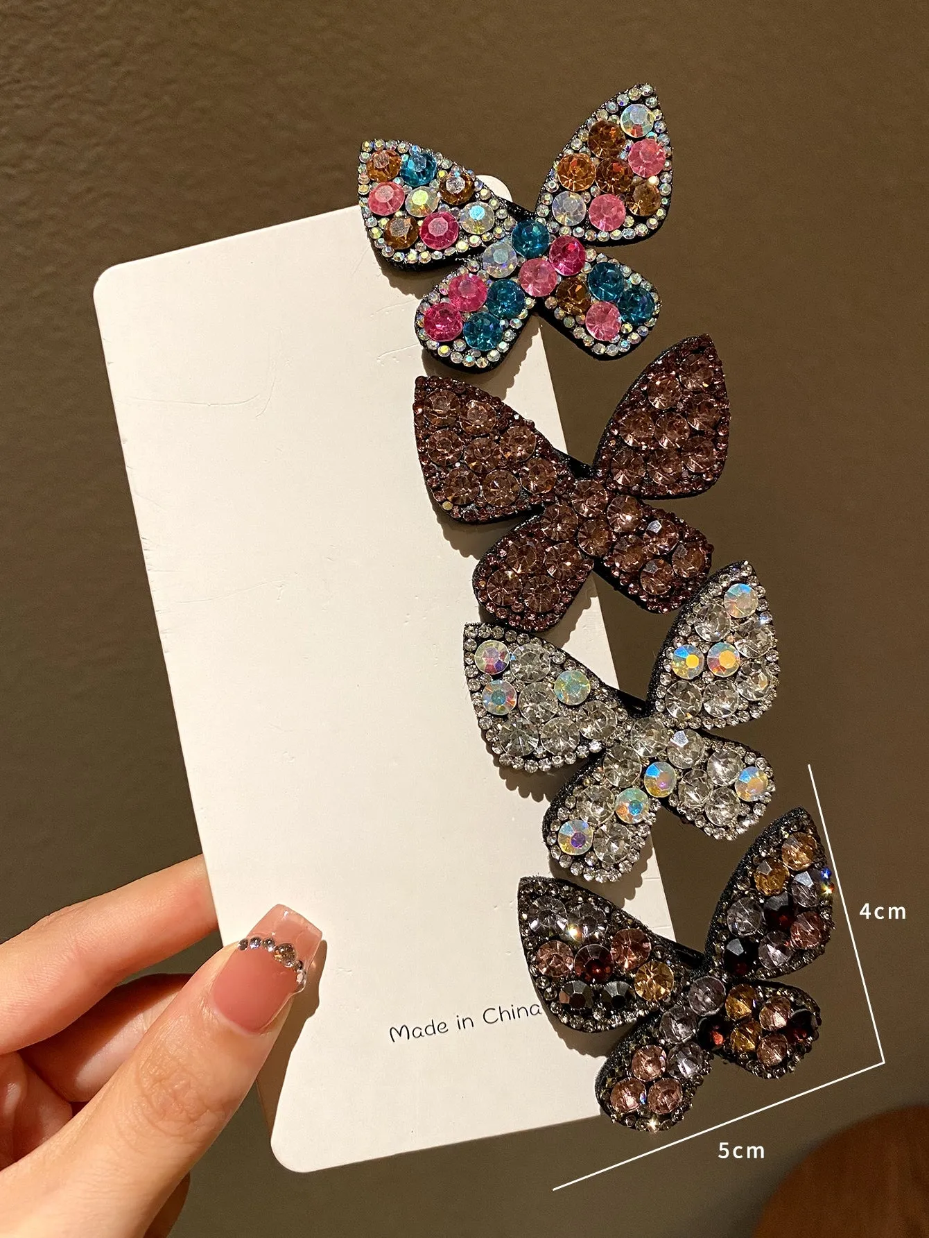 4pcs Beautiful Butterfly Rhinestone Hair Clip for Women Barrette Styling Hair