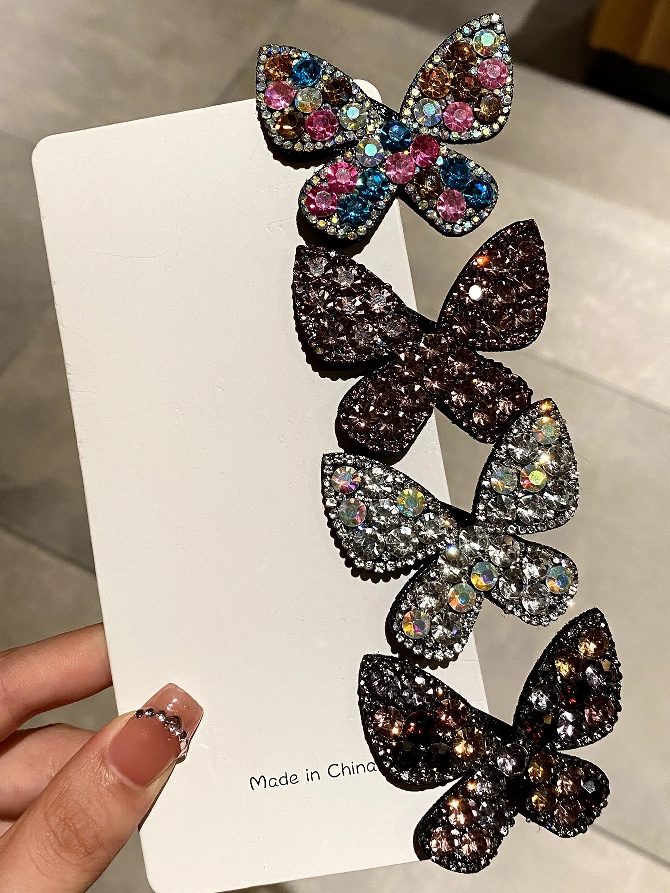 4pcs Beautiful Butterfly Rhinestone Hair Clip for Women Barrette Styling Hair