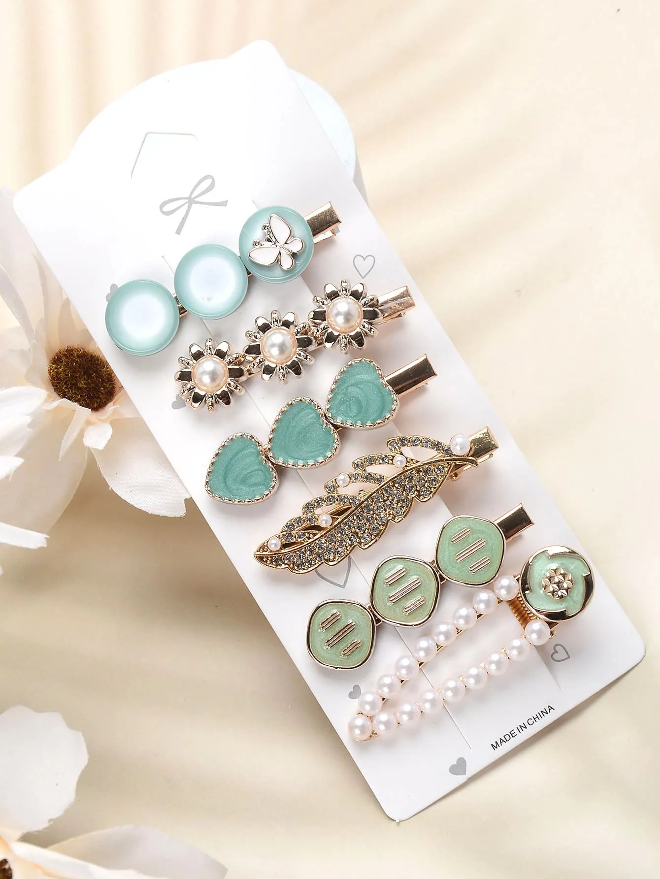 6pcs Pearl Beaded Side Bangs Hair Clip Set Elegant Hair Clips for Women Barrette