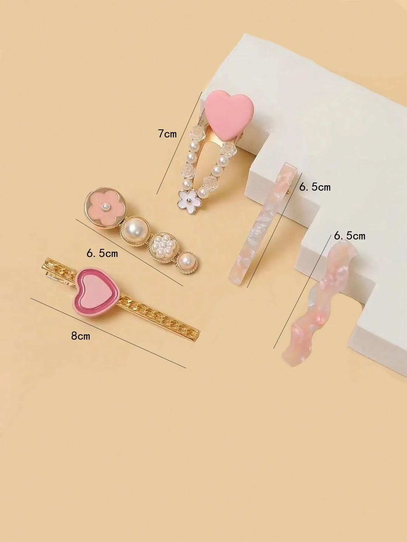 6pcs Women Heart & Pearl Decor Hair Clip For Women Barrette Styling Hair