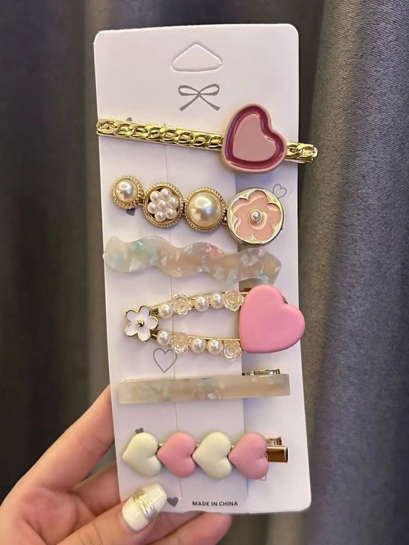 6pcs Women Heart & Pearl Decor Hair Clip For Women Barrette Styling Hair