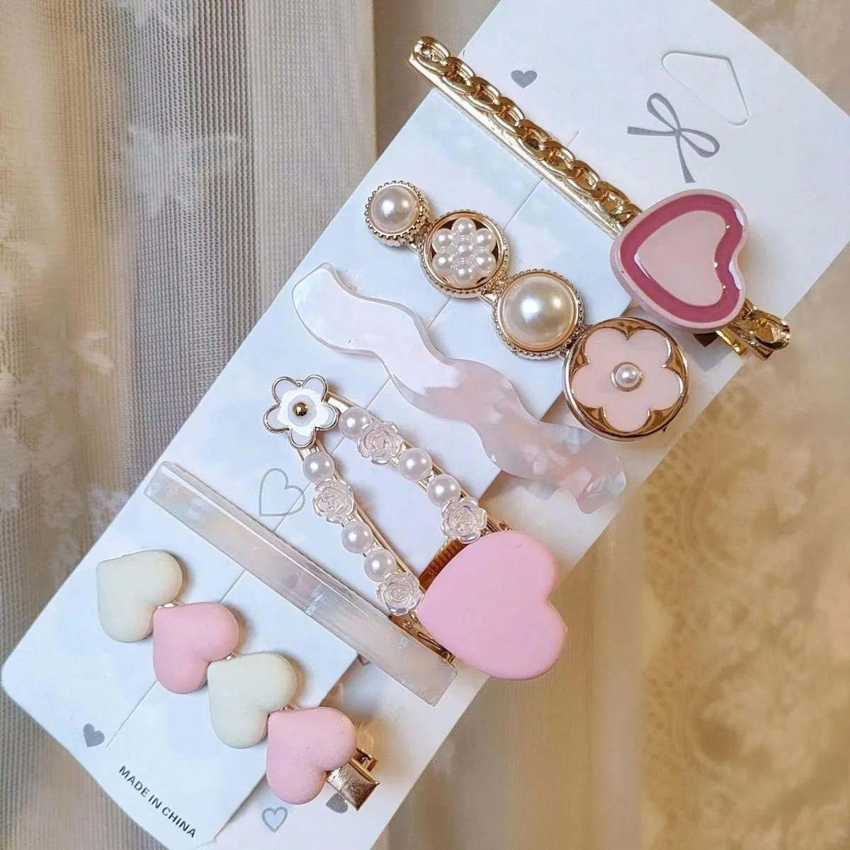 6pcs Women Heart & Pearl Decor Hair Clip For Women Barrette Styling Hair