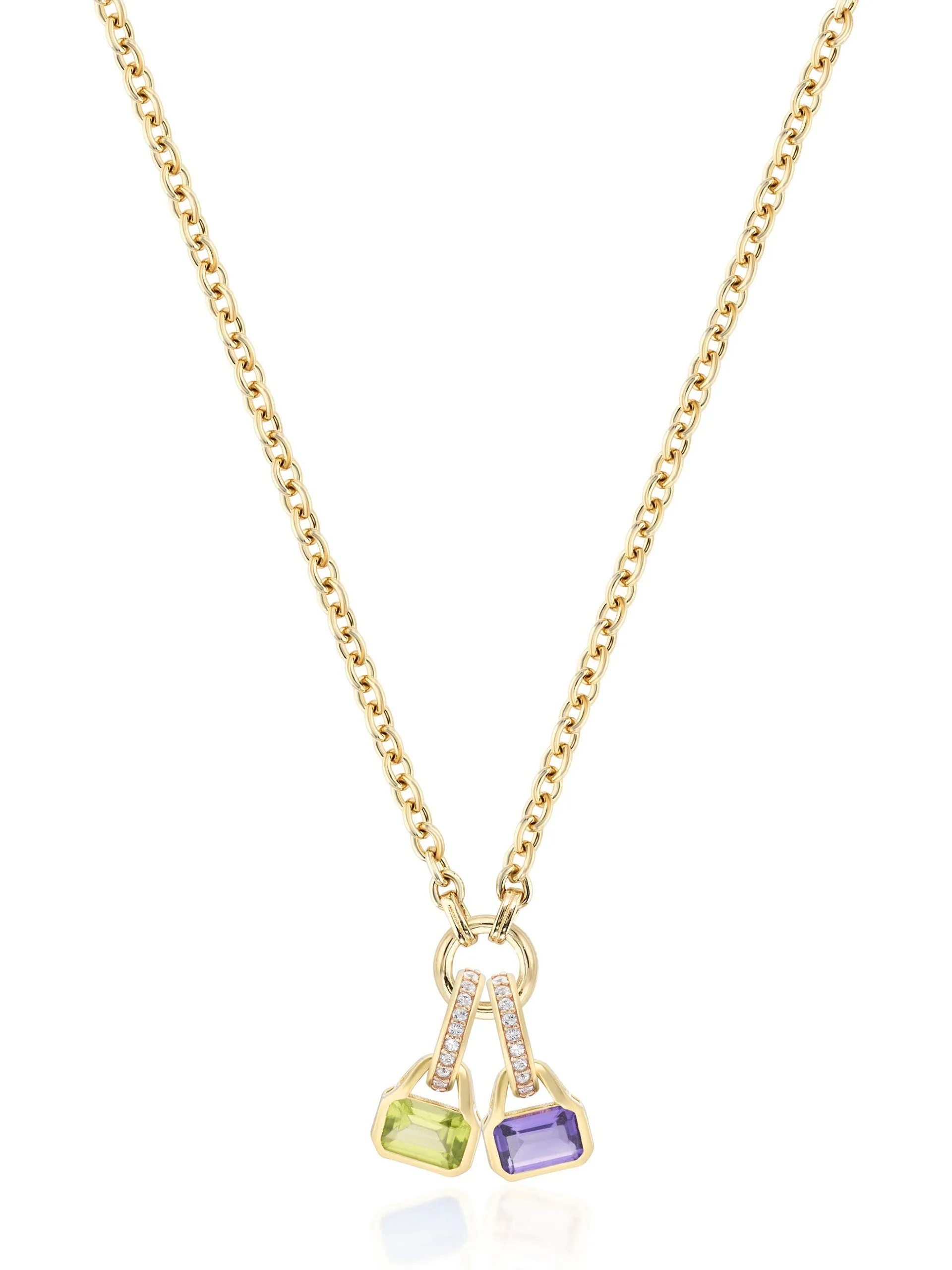 Amethyst charm on carrier chain