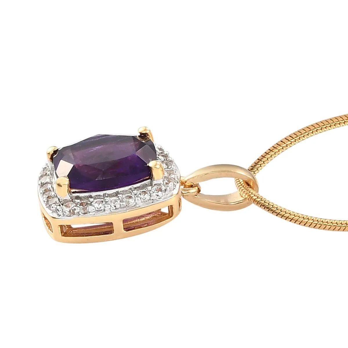 Amethyst Pendant Necklace, Amethyst Halo Pendant, February Birthstone Necklace, 925 Sterling Silver, Amethyst Gold Necklace, Gift for her
