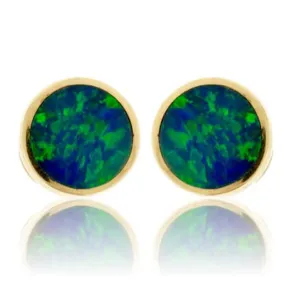 Australian Opal Button Stud Earrings