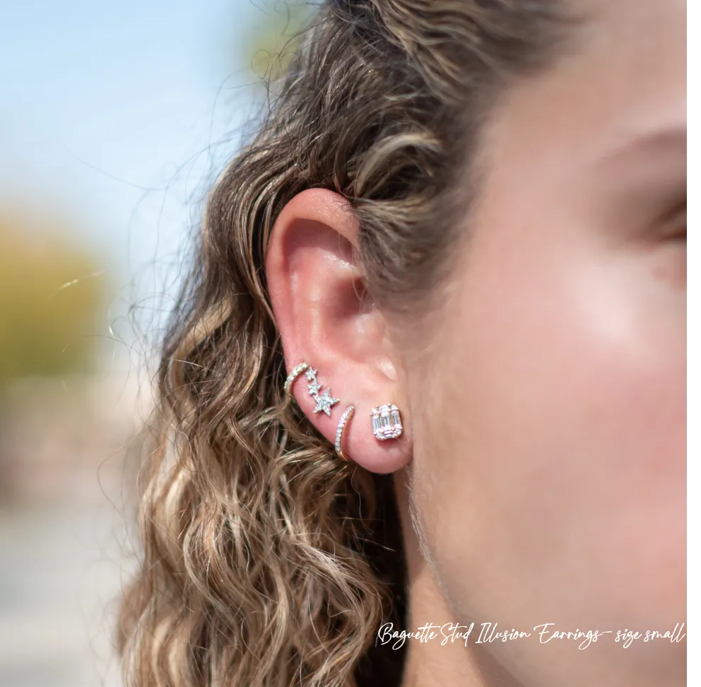 Baguette Stud Illusion Earrings