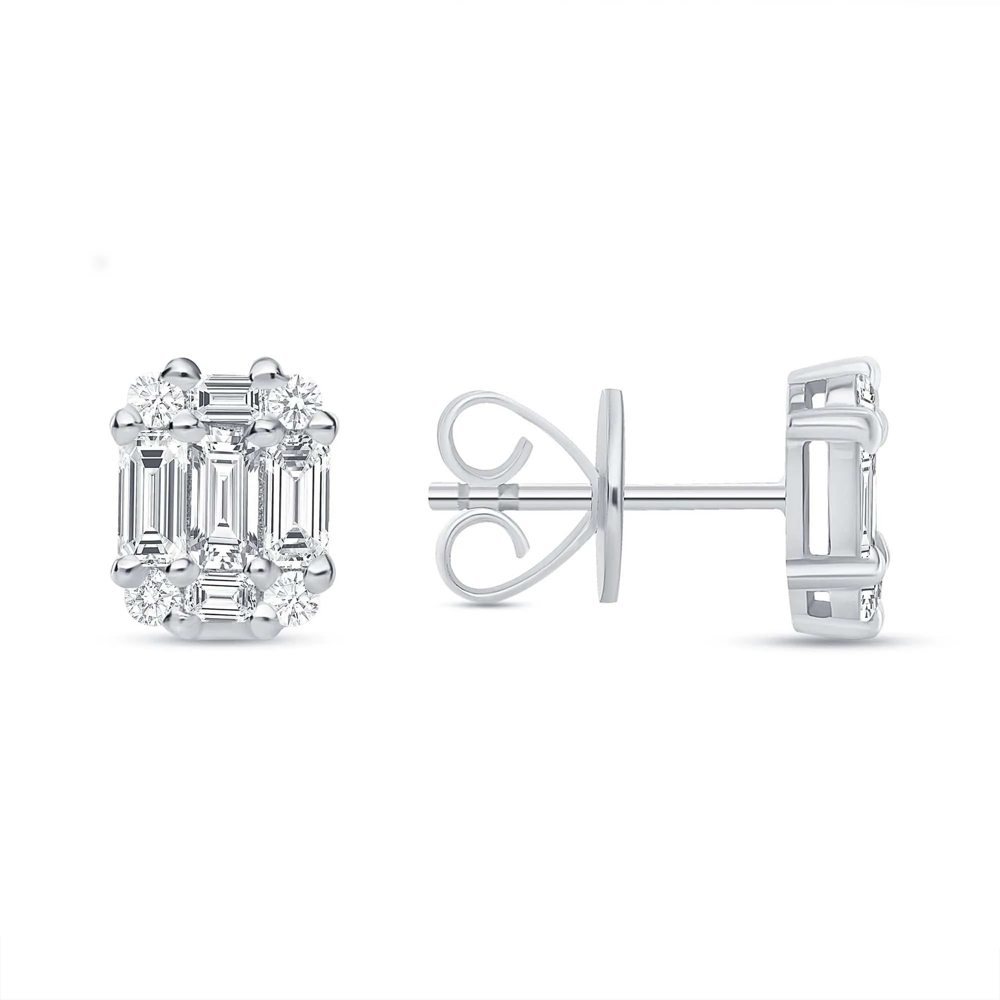 Baguette Stud Illusion Earrings