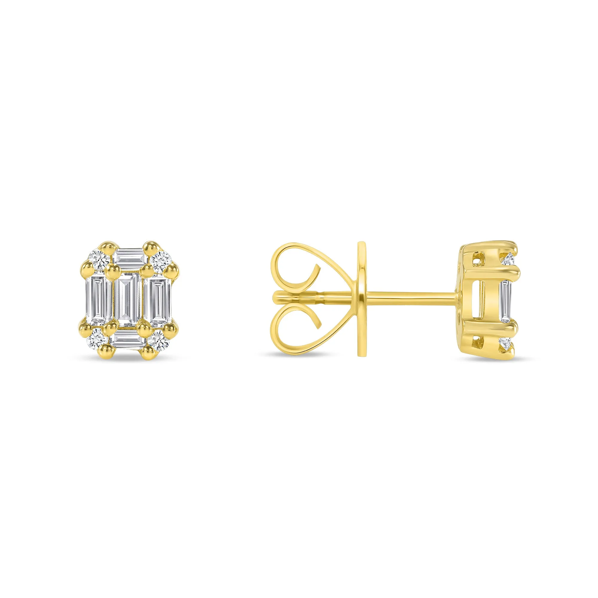 Baguette Stud Illusion Earrings