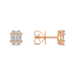 Baguette Stud Illusion Earrings