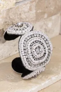 Beaded and rhinestone cuff bracelet