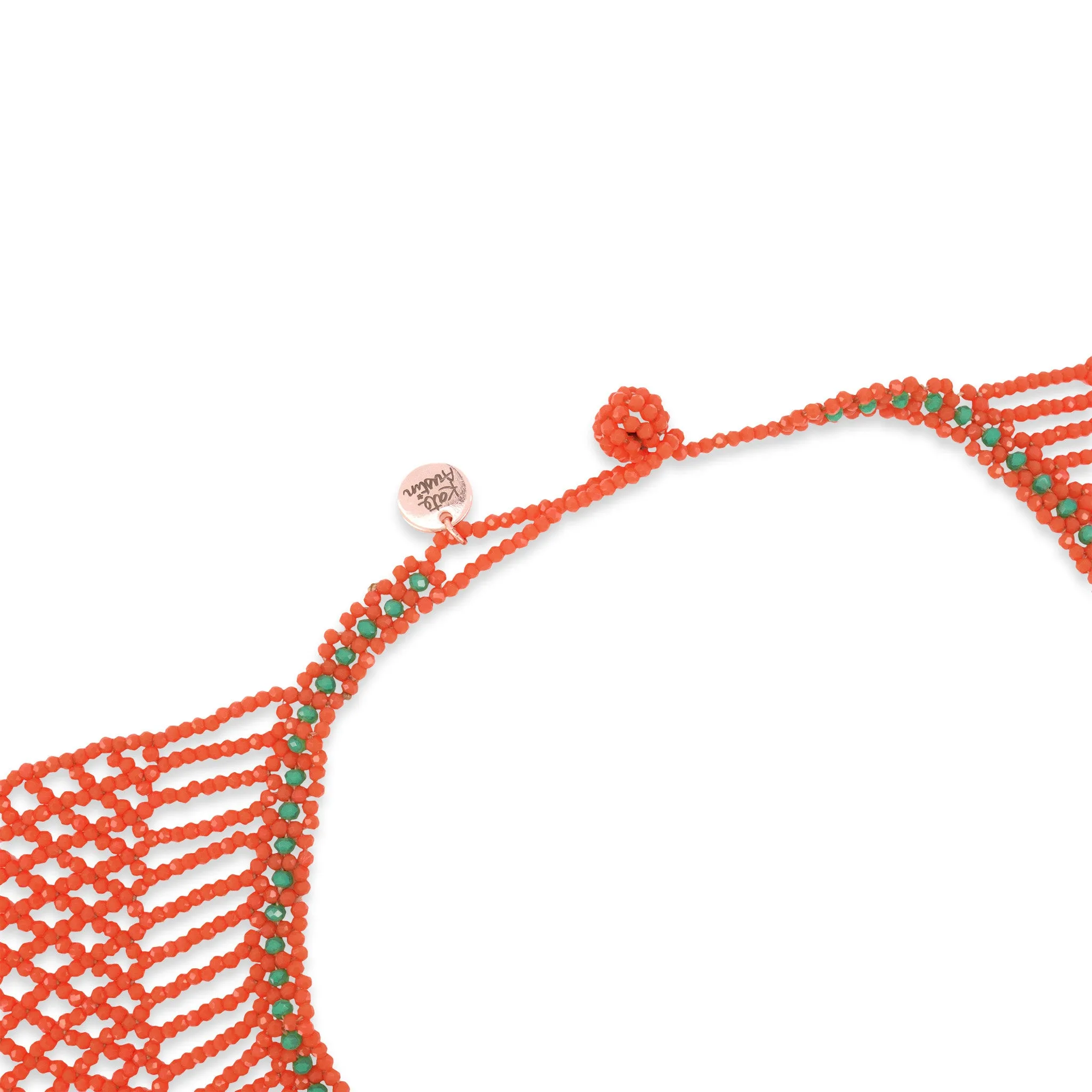 Beaded Collar Necklace - Coral