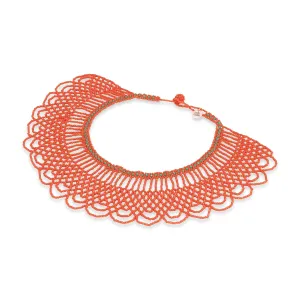 Beaded Collar Necklace - Coral
