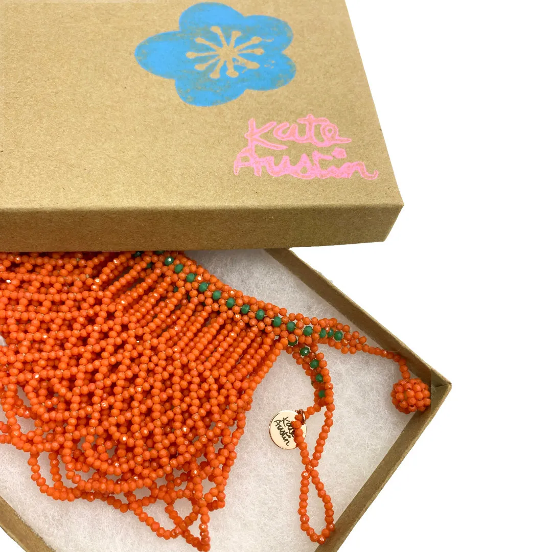 Beaded Collar Necklace - Coral