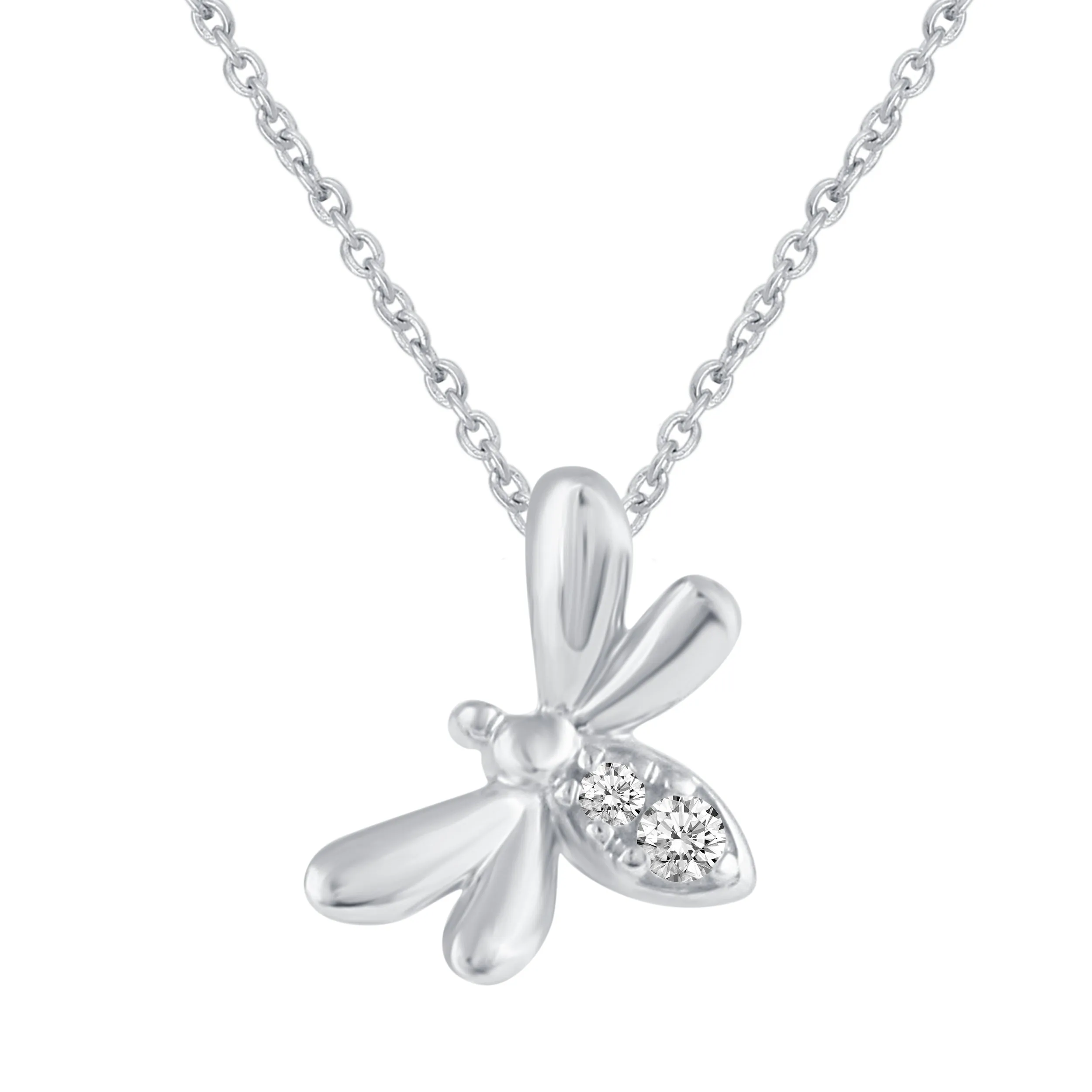 Bee 1/40 Cttw Natural Diamond Pendant Necklace set in 925 Sterling Silver