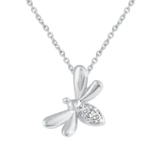 Bee 1/40 Cttw Natural Diamond Pendant Necklace set in 925 Sterling Silver