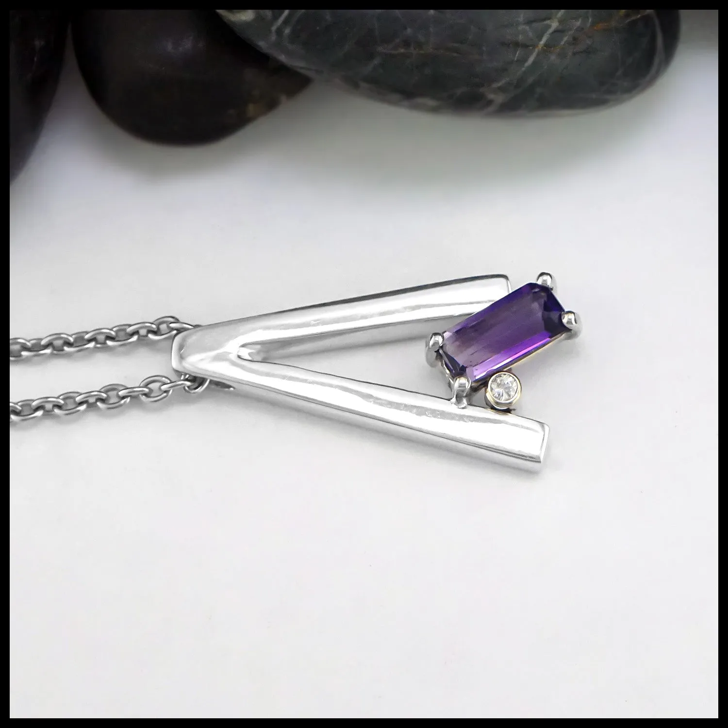Bi-Colored Amethyst and Diamond Pendant