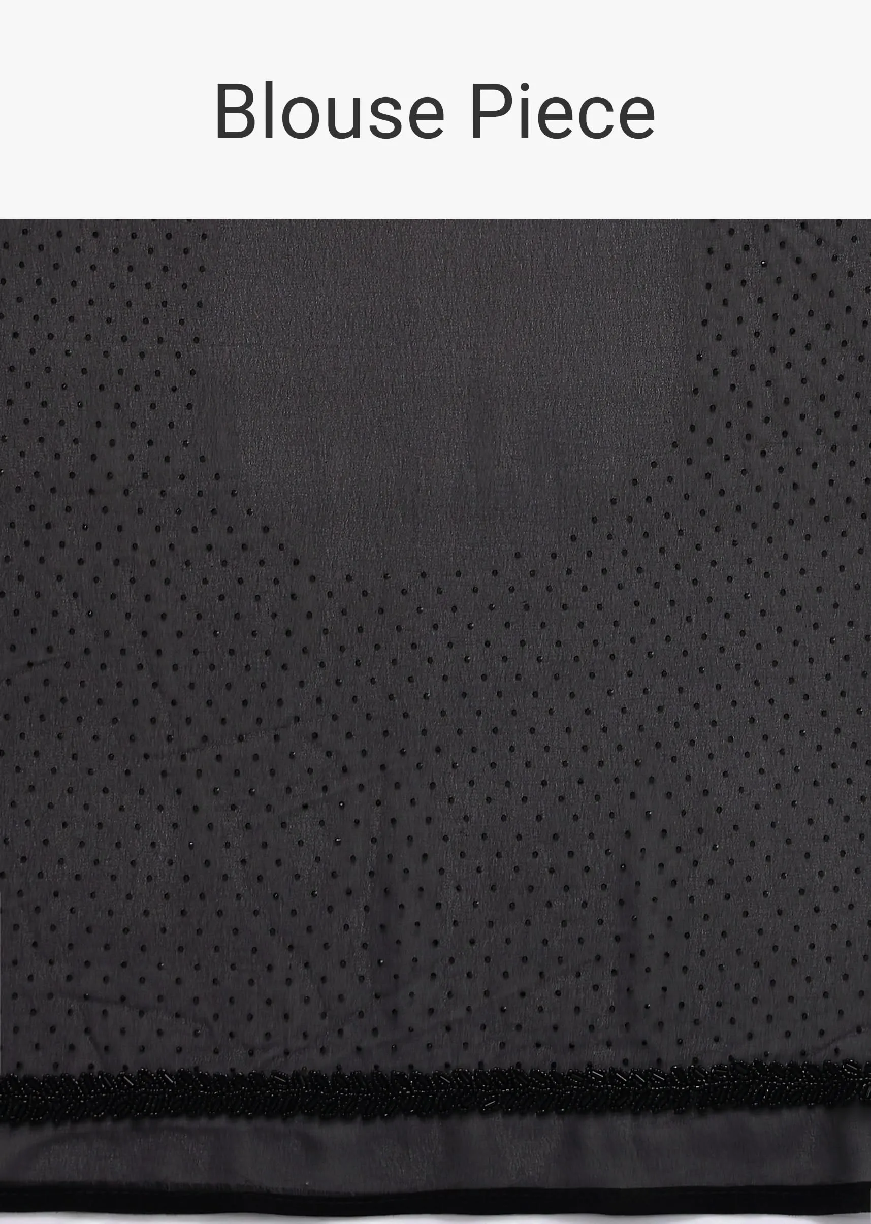 Black Saree With Swarovski Embellishments And Unstitched Blouse Piece