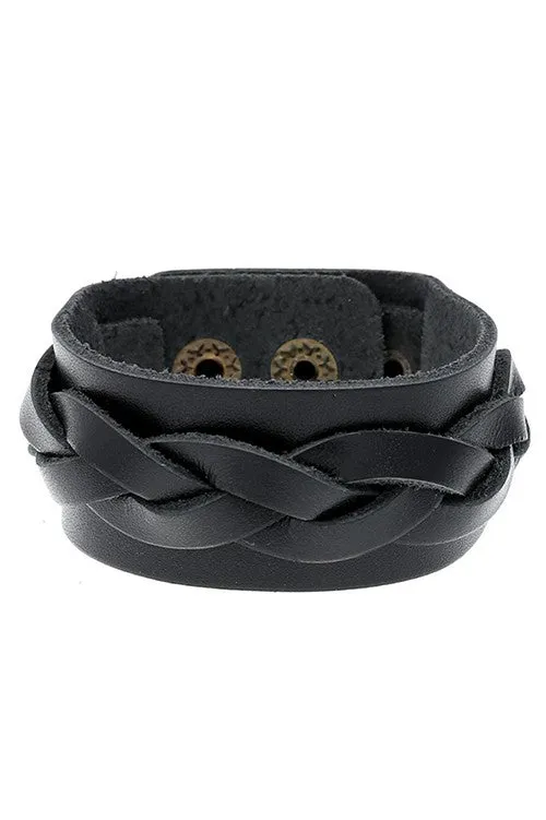 Braided Leather Cuff Bracelet