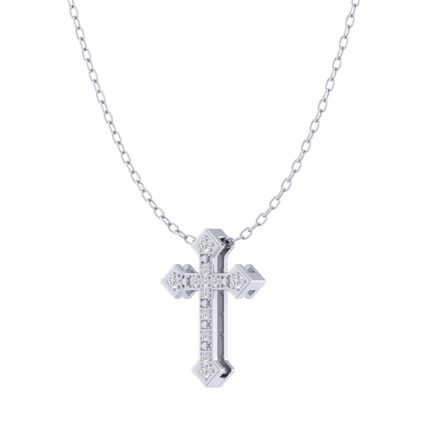 Celtic Cross 1/20 Cttw Natural Diamond Pendant Necklace set in 925 Sterling Silver