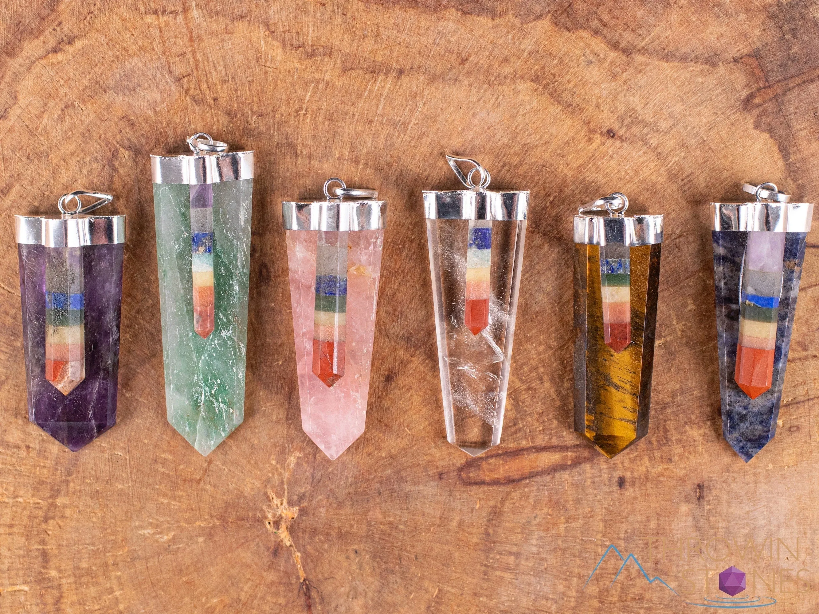 CHAKRA Crystal Pendant - Aventurine, Tiger's Eye, Sodalite, Rose or Clear Quartz, Amethyst - Crystal Points, Jewelry, E2026