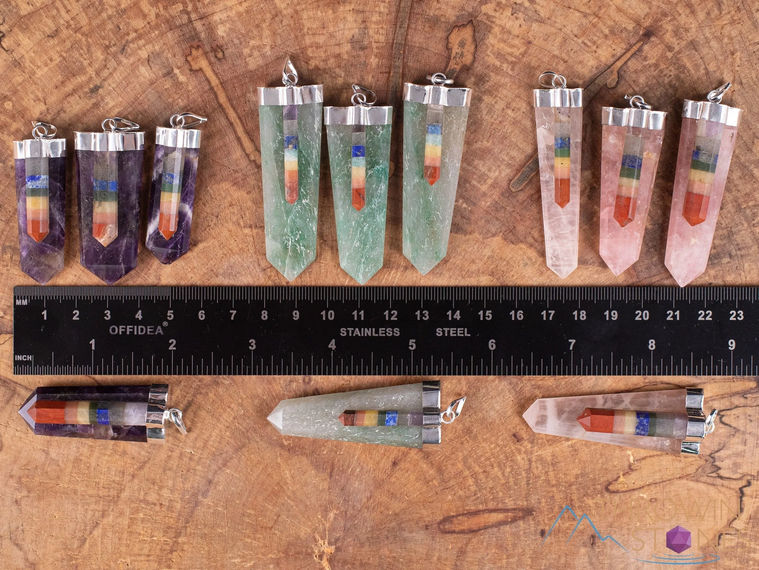 CHAKRA Crystal Pendant - Aventurine, Tiger's Eye, Sodalite, Rose or Clear Quartz, Amethyst - Crystal Points, Jewelry, E2026