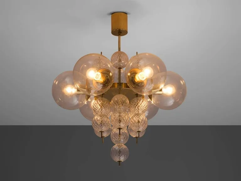 Chandelier with Brass and Glass Bulbs