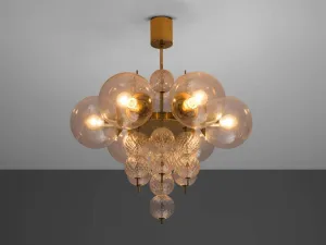 Chandelier with Brass and Glass Bulbs