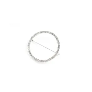 Circle Outline Rhinestone Brooch