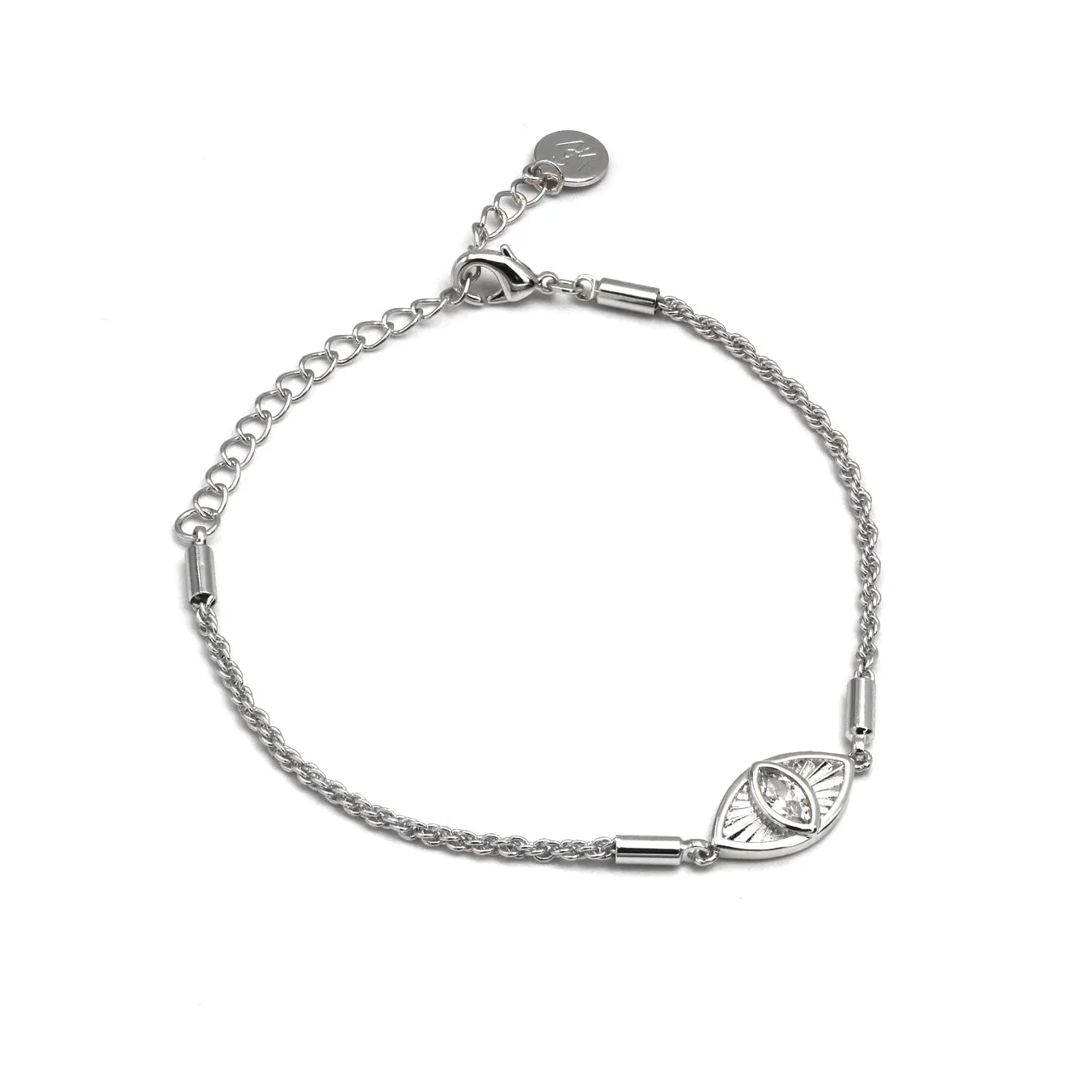 Clear Evil Eye Bracelet - Silver