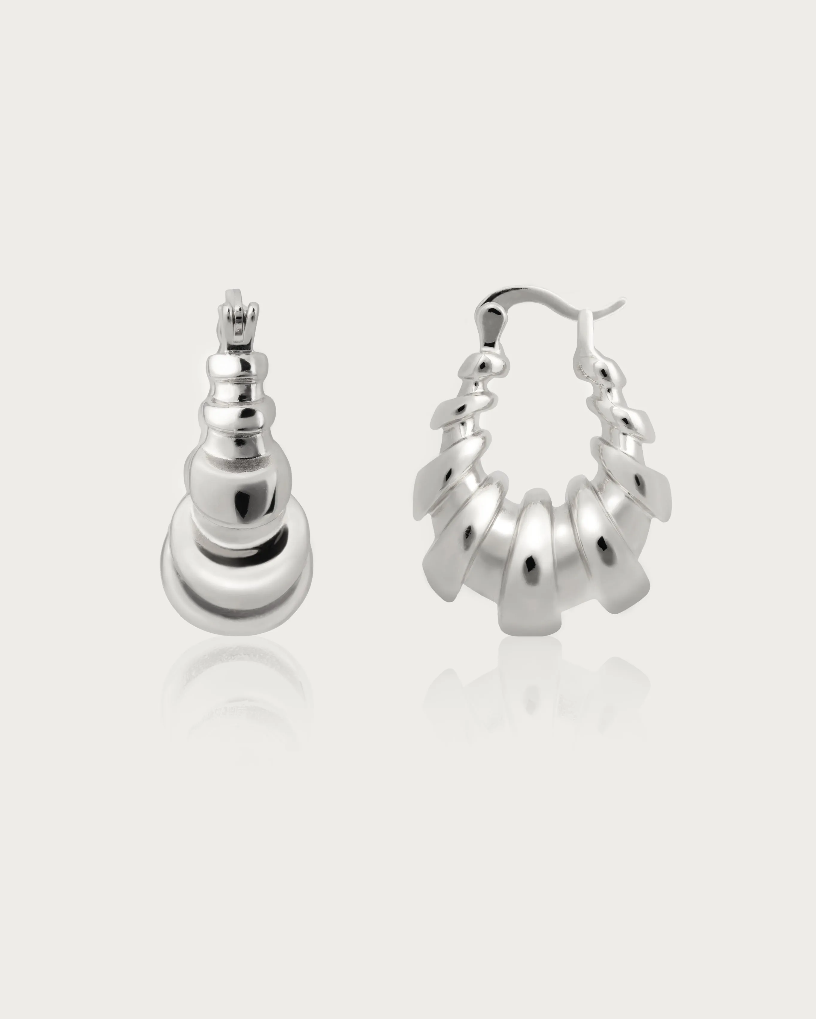 Croissant Hoop Earrings in Silver