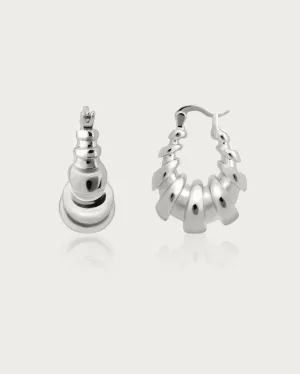 Croissant Hoop Earrings in Silver