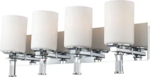Crystal 4 Light Vanity In Chrome and White Opal Glass With Crystal Arm Detail
