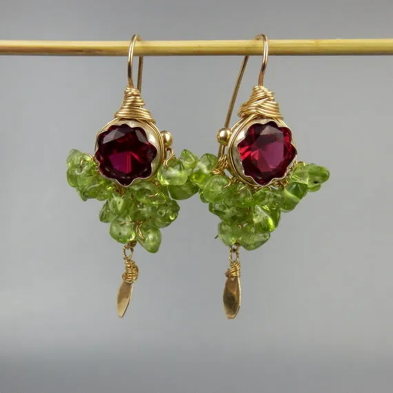 Cubic Zirconia Peridot Goddess Earrings