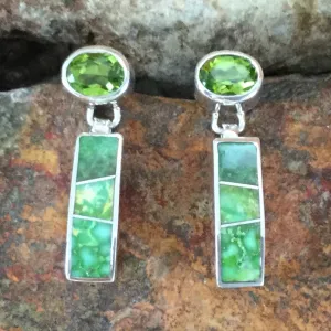 David Rosales Sonoran Gold Inlaid Sterling Silver Earrings w/ Perodot