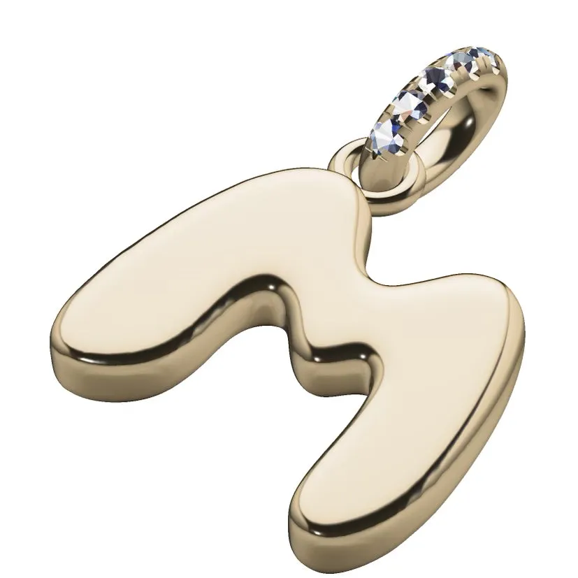 Diamond 14K Bubble Initial Pendant