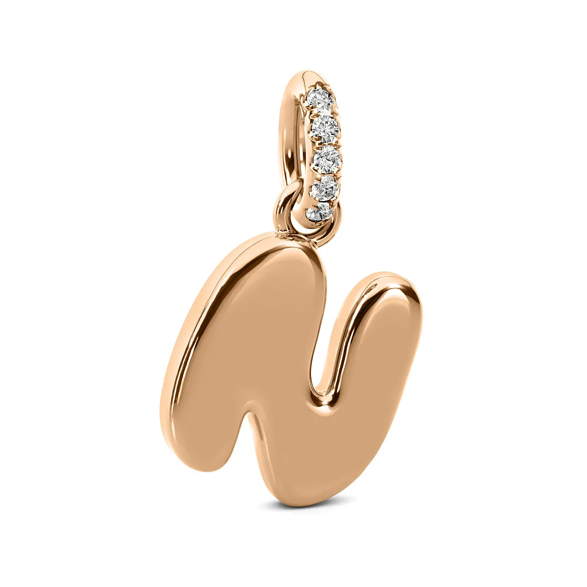 Diamond 14K Bubble Initial Pendant