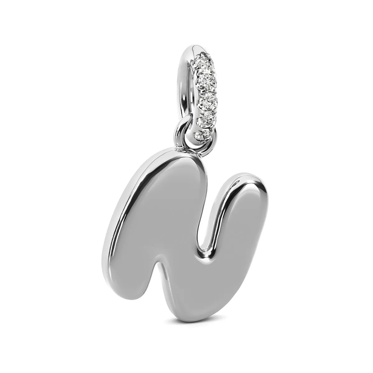 Diamond 14K Bubble Initial Pendant