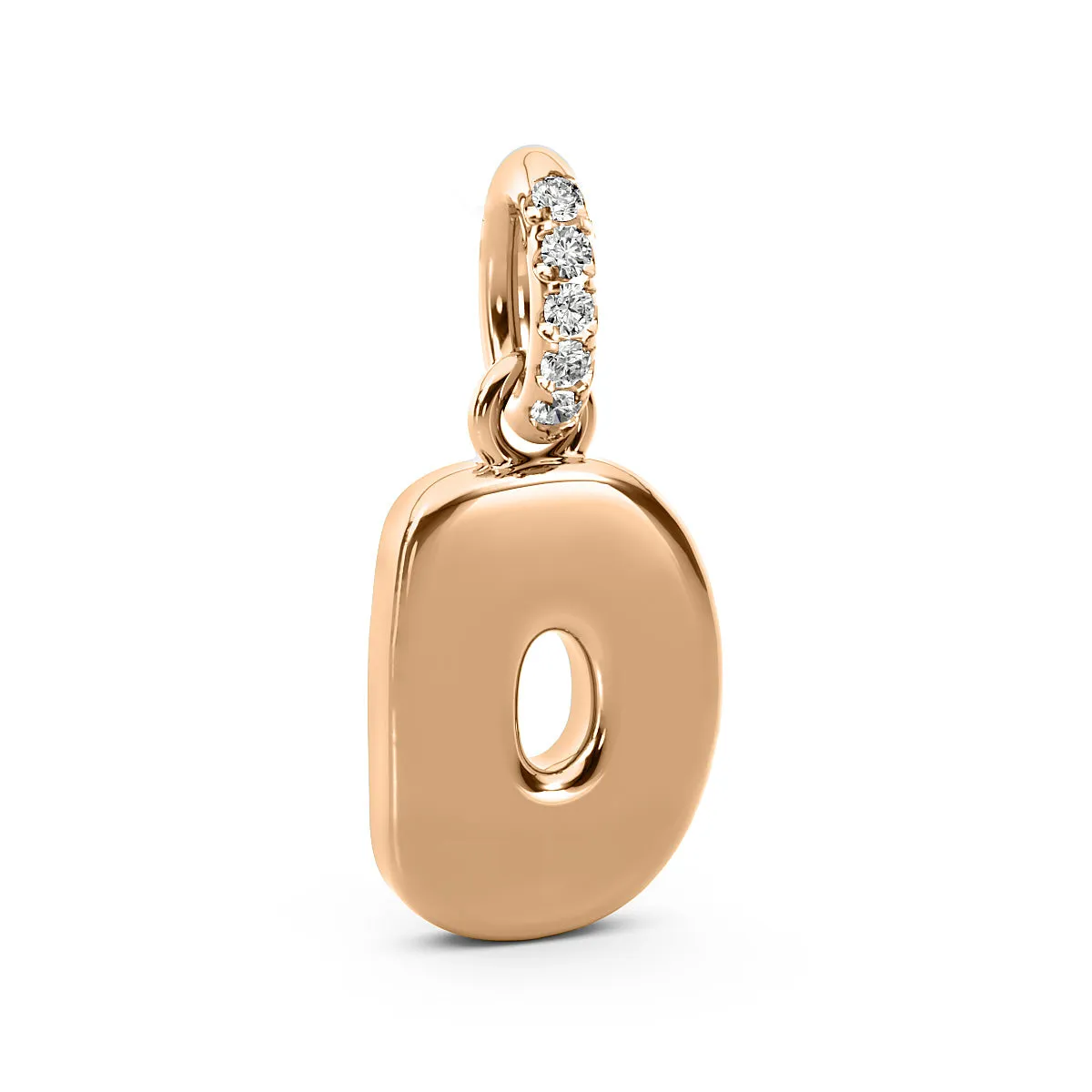 Diamond 14K Bubble Initial Pendant