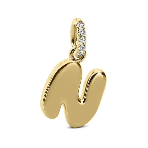 Diamond 14K Bubble Initial Pendant