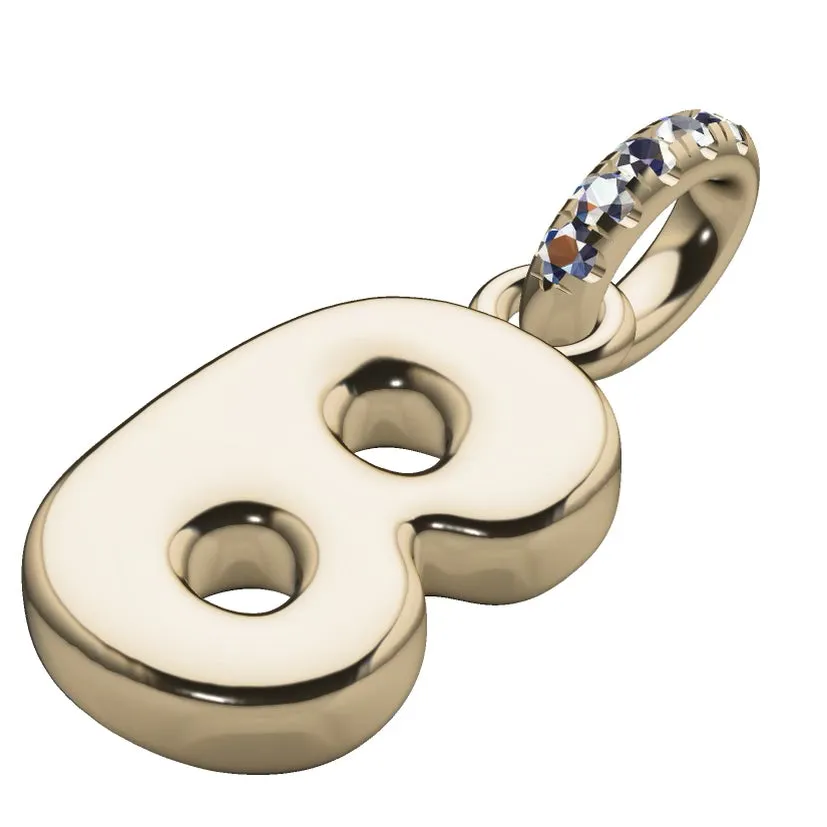 Diamond 14K Bubble Initial Pendant