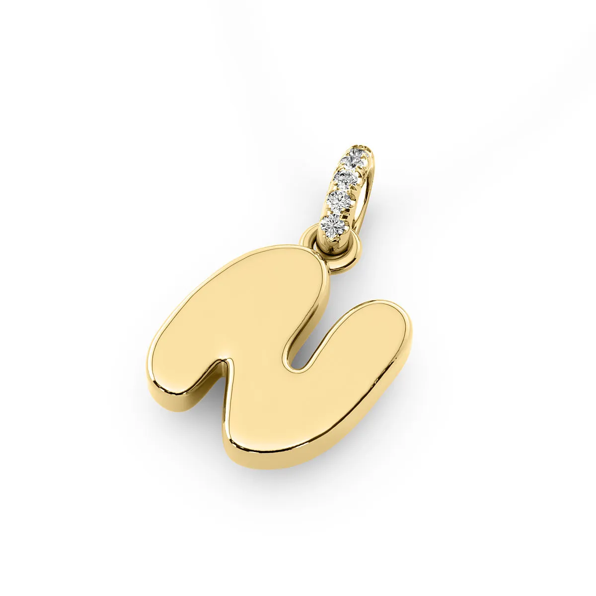 Diamond 14K Bubble Initial Pendant