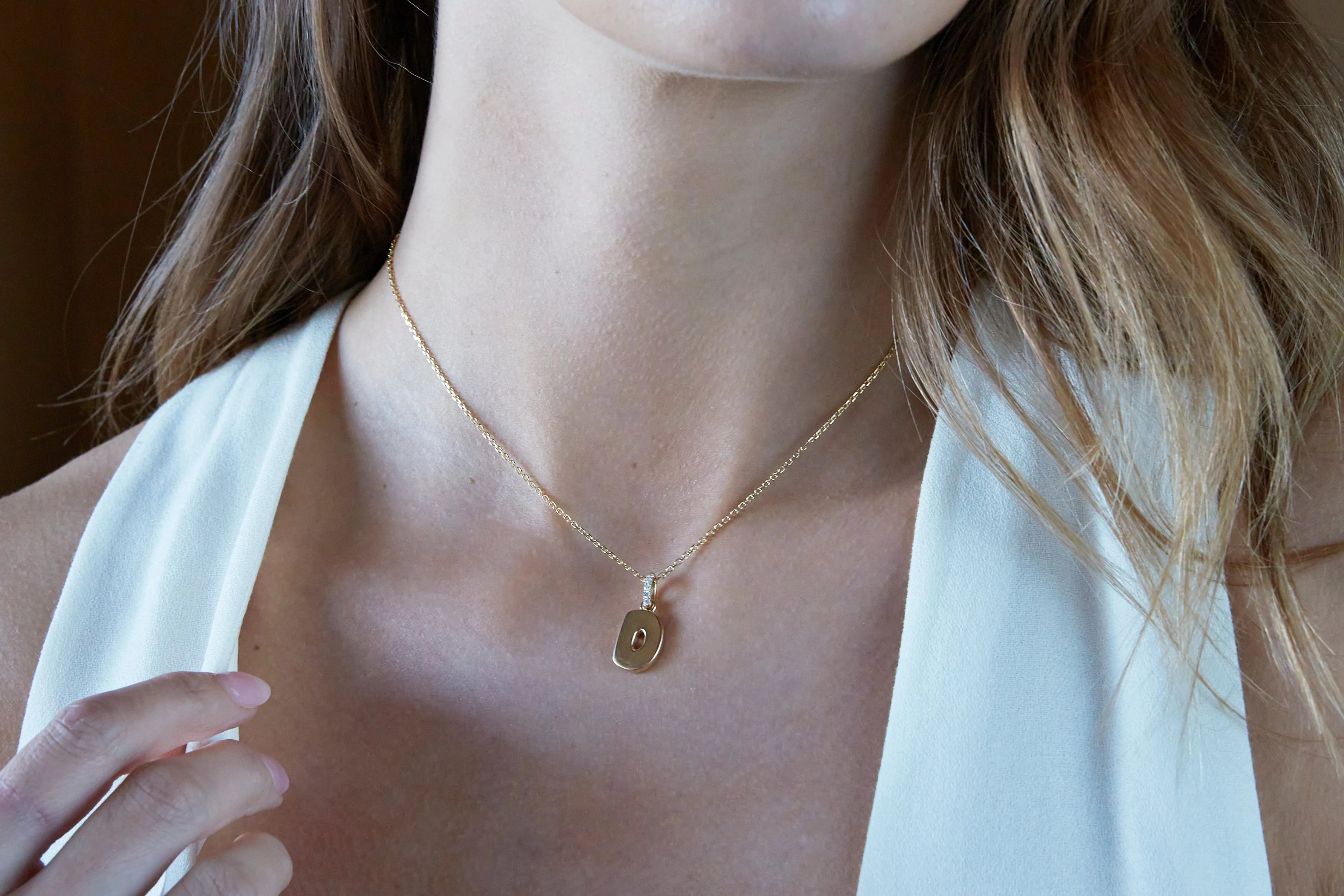 Diamond 14K Bubble Initial Pendant