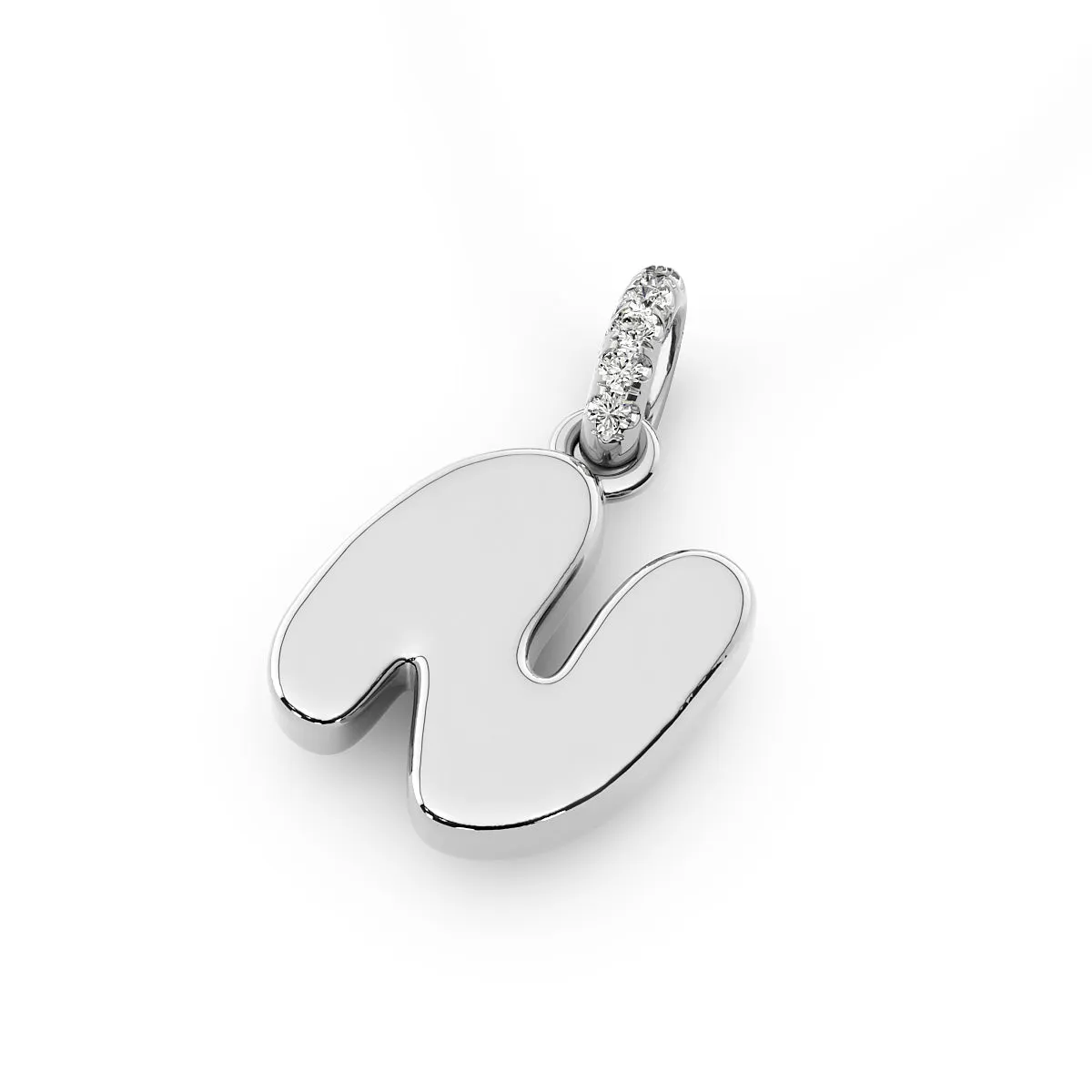 Diamond 14K Bubble Initial Pendant