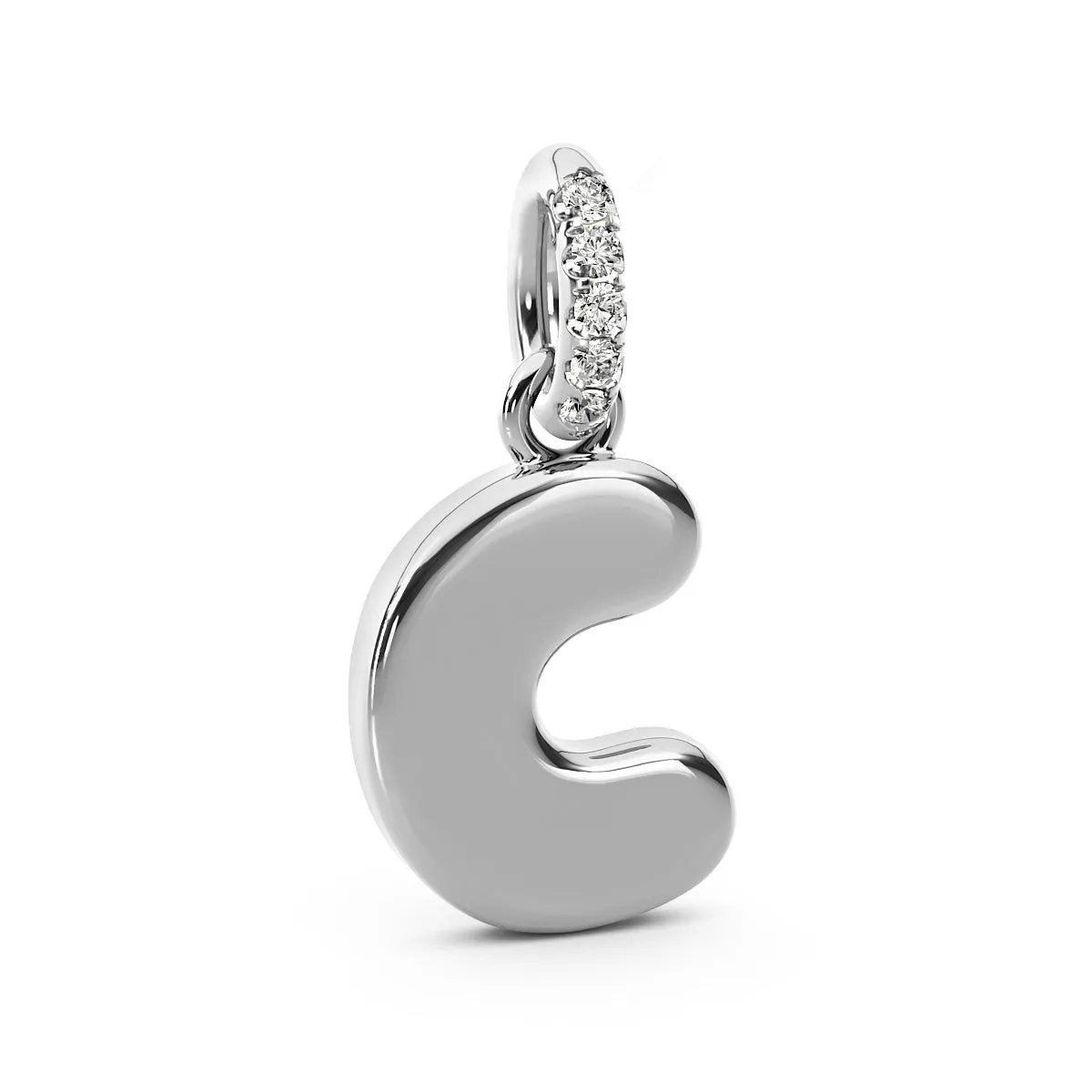 Diamond 14K Bubble Initial Pendant