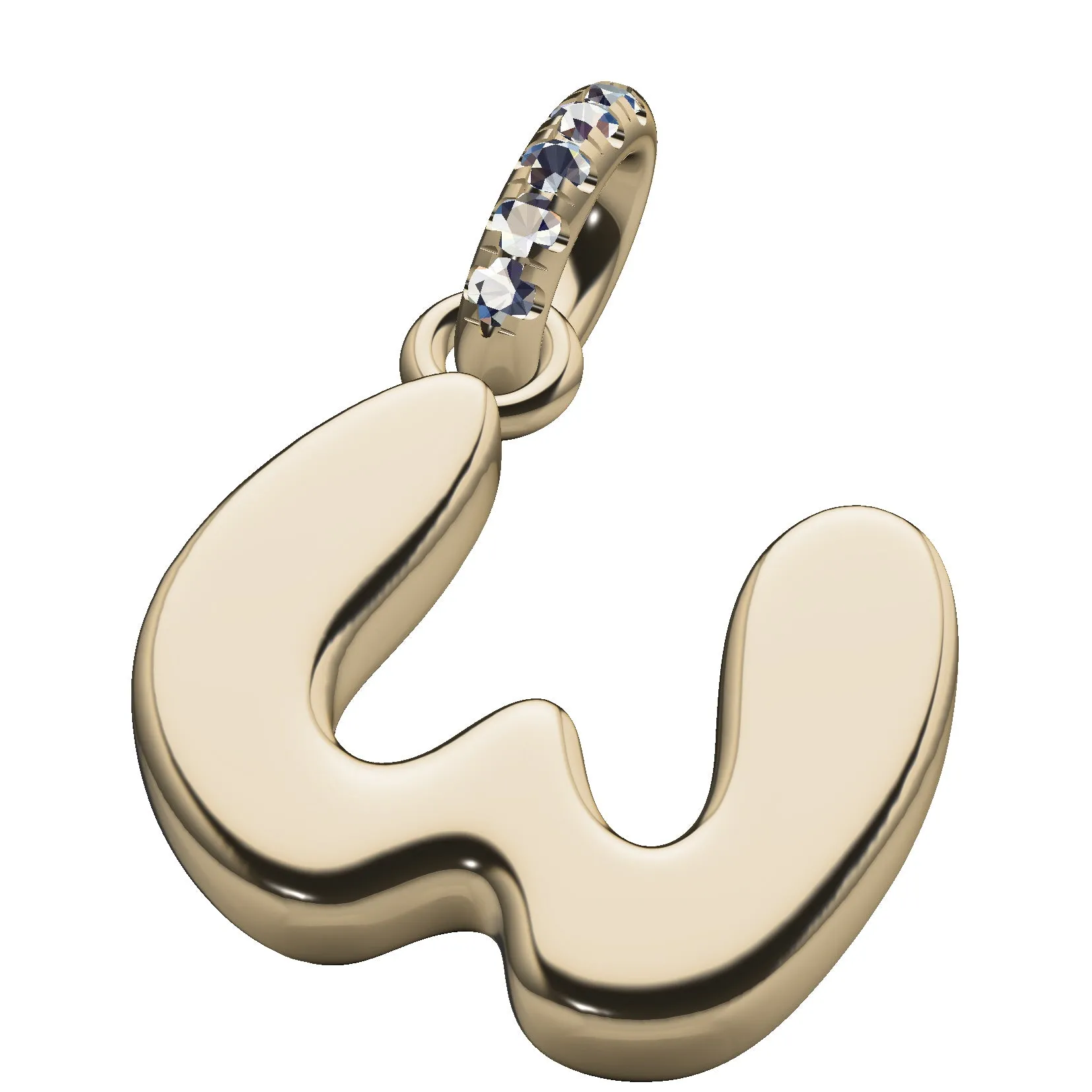 Diamond 14K Bubble Initial Pendant
